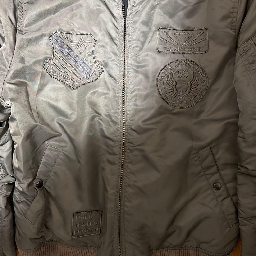 ALPHA MA-1 フライトジャケット 2way フード着脱 ワッペン