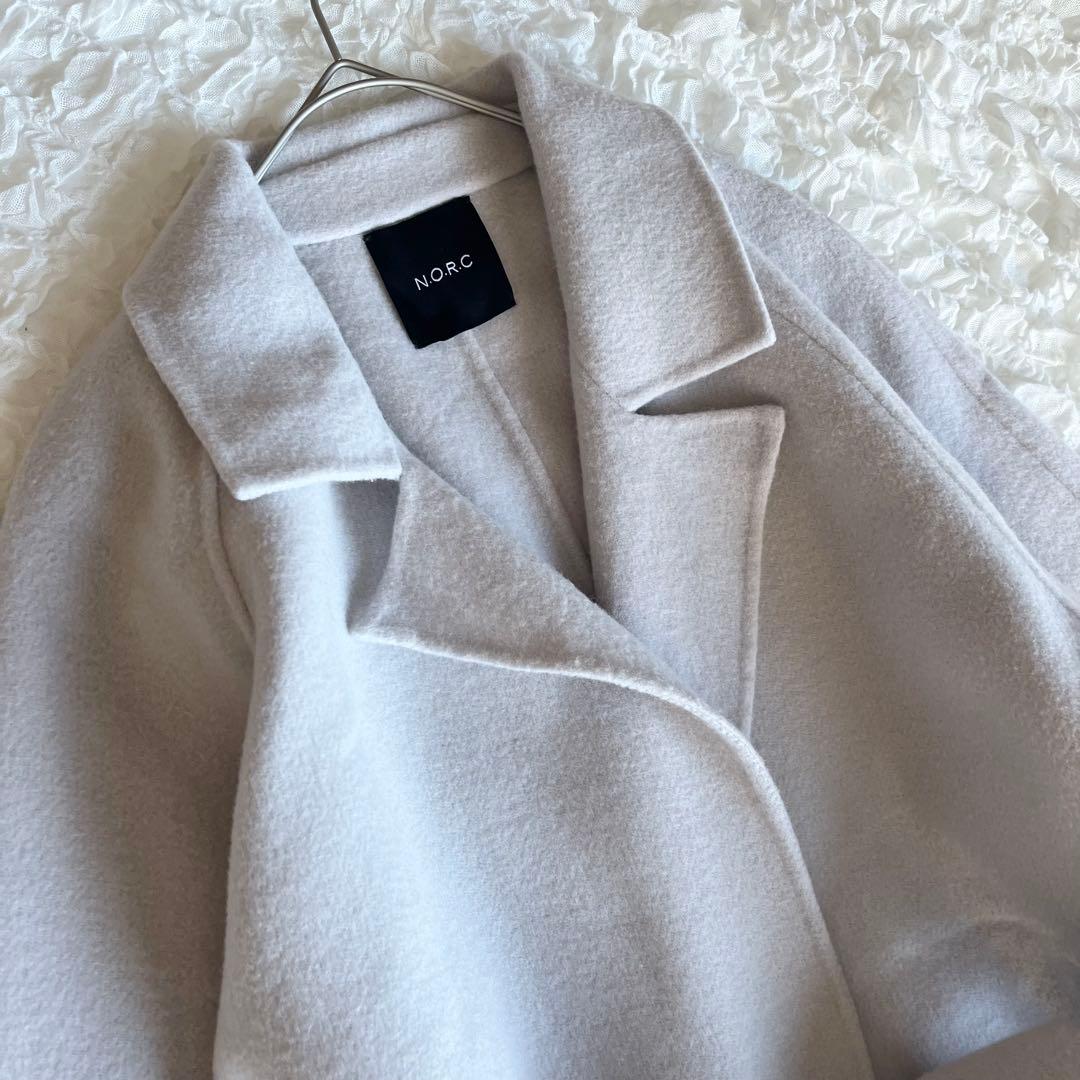 N.O.R.K ノーク ウールリバーコート マキシ丈 ベルト Aライン