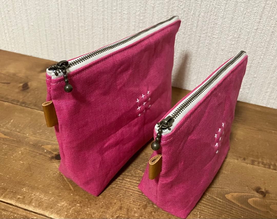 虎猫さま専用 くったりカラーリネン ローズピンク リネン100％ 巾着、ポーチ