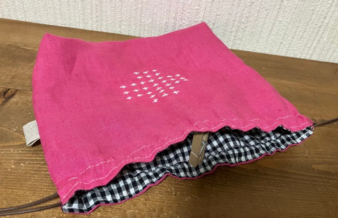 虎猫さま専用 くったりカラーリネン ローズピンク リネン100％ 巾着、ポーチ