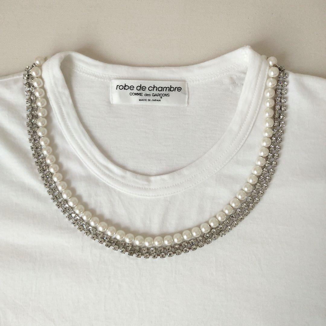 ●ローブドシャンブル コムデギャルソン●パール ネックレス付き Tシャツ