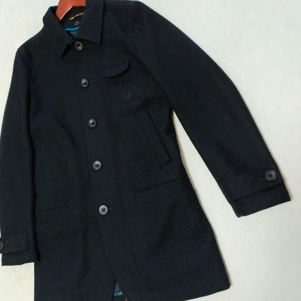 FRED PERRY　ライナー付　ステンカラーコート　刺繍ロゴ