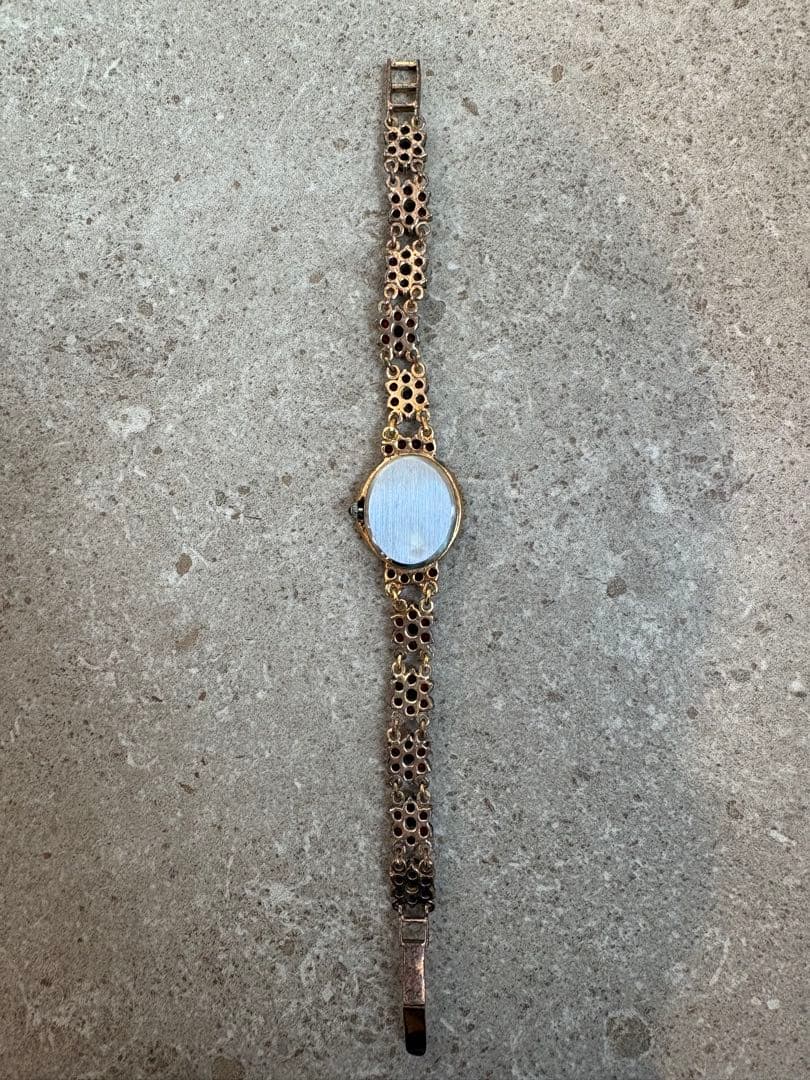 ☆SV925 ガーネット装飾 アンティーク調 レディース腕時計 クォーツ