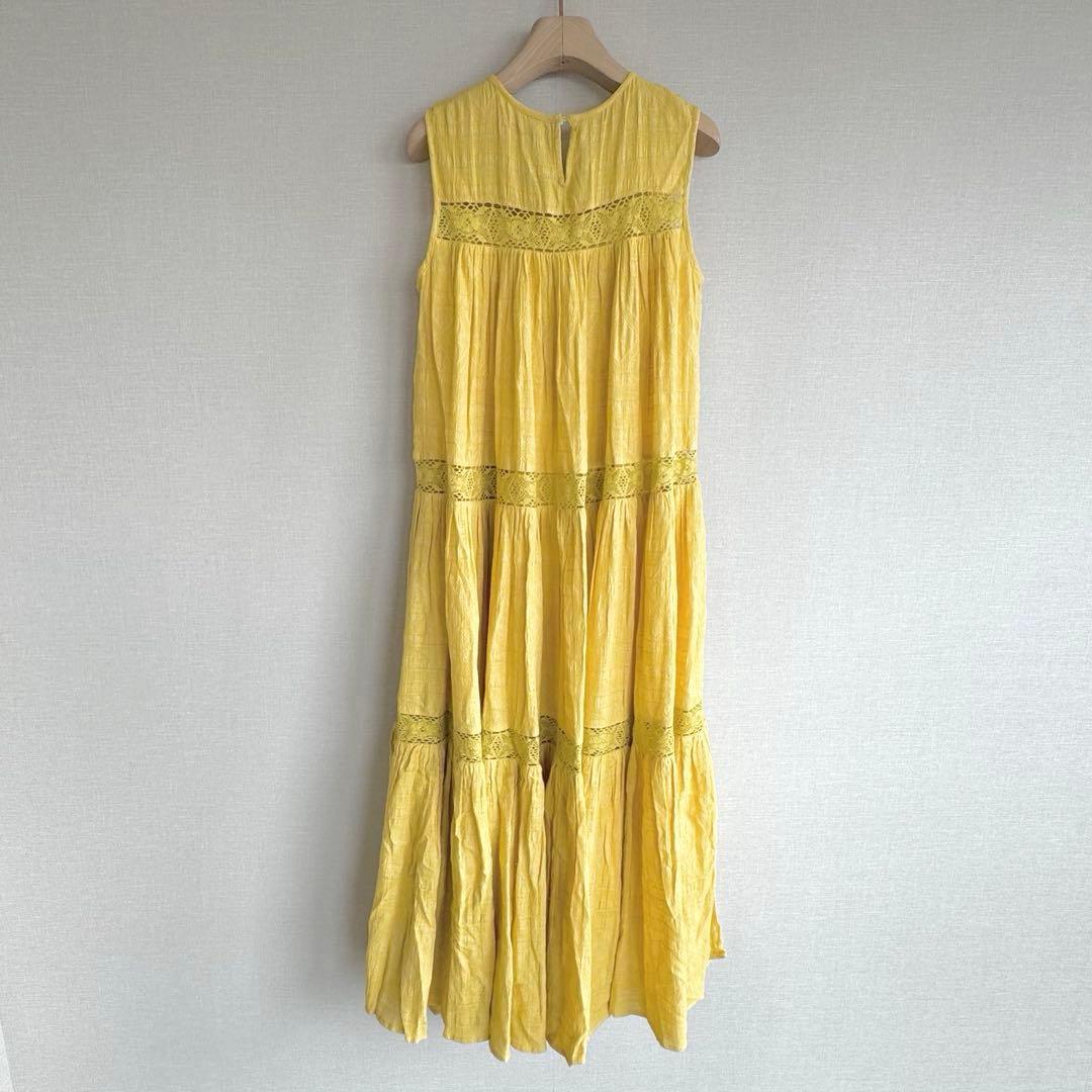 sara mallikaサラマリカ ノースリーブティアードワンピース イエロー
