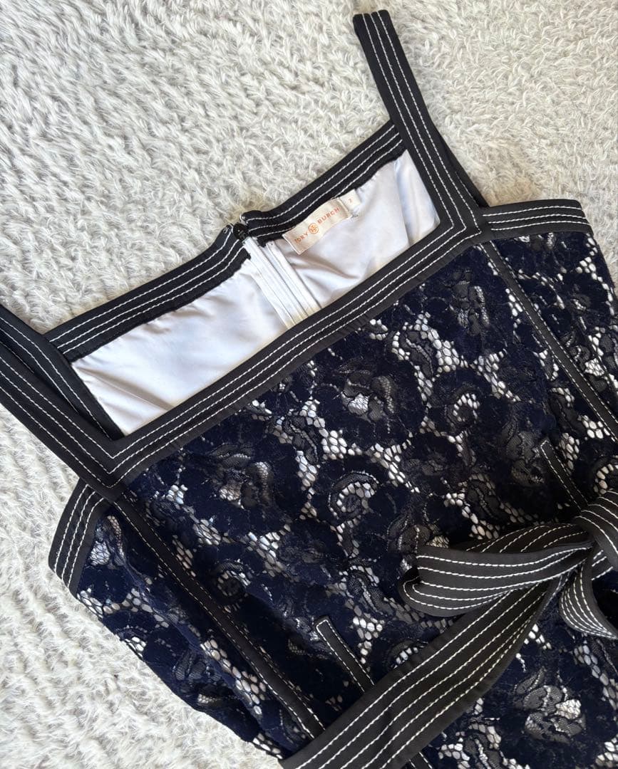 TORY BURCH ベロアレース リボンドレス