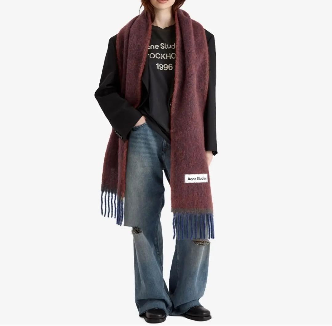 【美品】Acne Studios モヘアウールフリンジスカーフ　マフラー