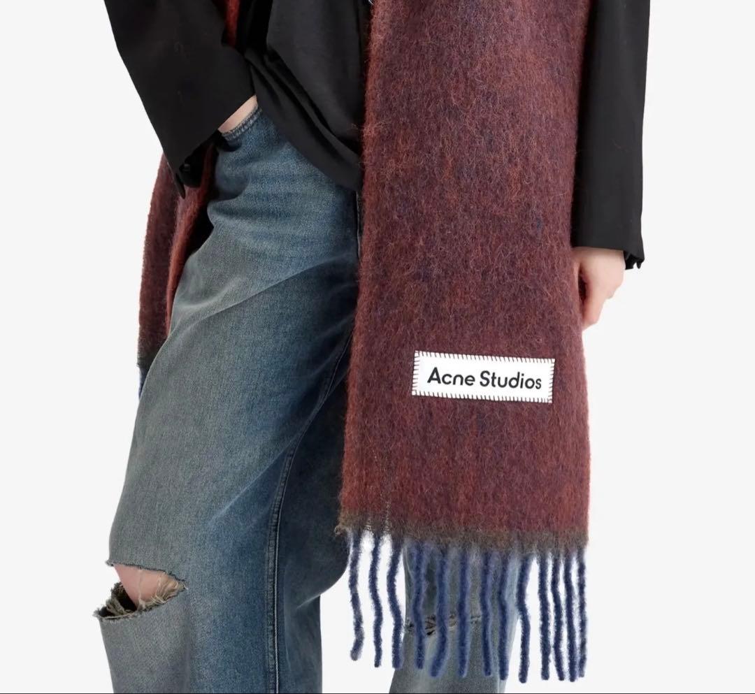 【美品】Acne Studios モヘアウールフリンジスカーフ　マフラー