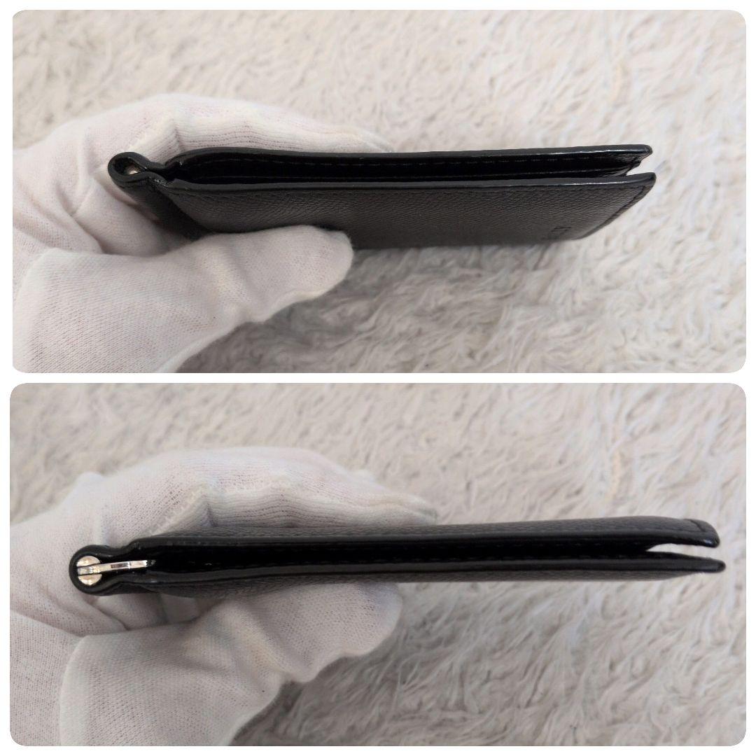 美品　BALLY ブラック レザー 二つ折り財布　マーネクリック　シボ革　レザー