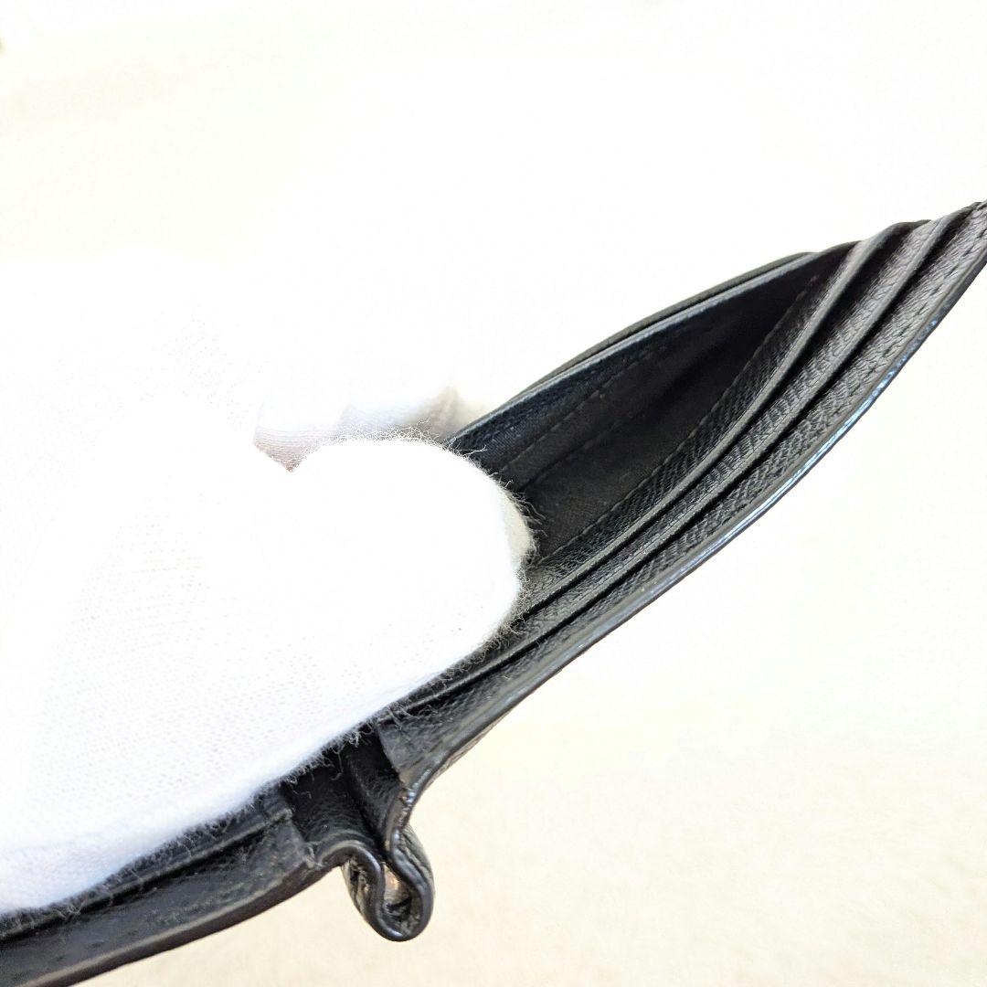 美品　BALLY ブラック レザー 二つ折り財布　マーネクリック　シボ革　レザー