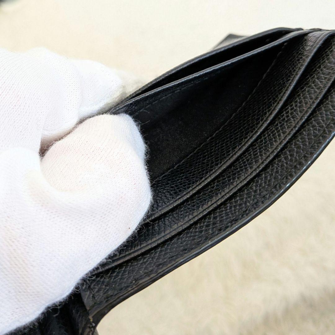 美品　BALLY ブラック レザー 二つ折り財布　マーネクリック　シボ革　レザー