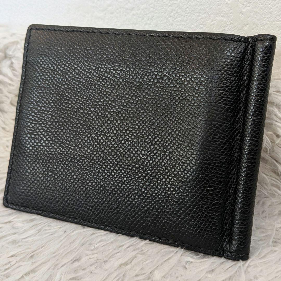 美品　BALLY ブラック レザー 二つ折り財布　マーネクリック　シボ革　レザー