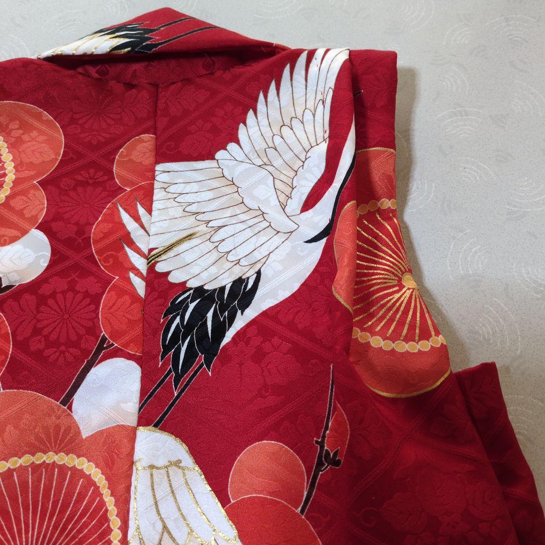 七五三３歳正絹手縫いの被布（中綿無し）巾着付き