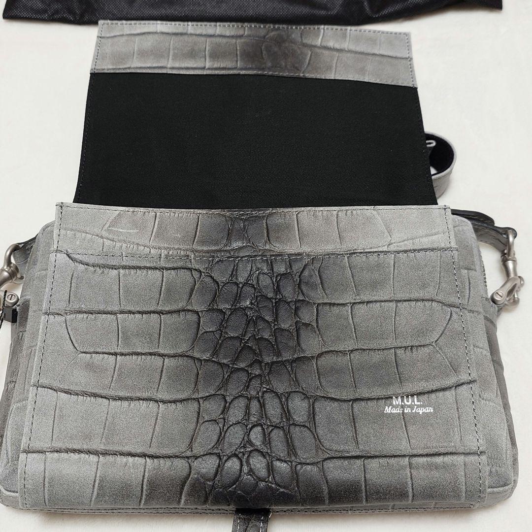M.U.L.エムユーエル　ホワイトヌバッククロコダイル型押しショルダー