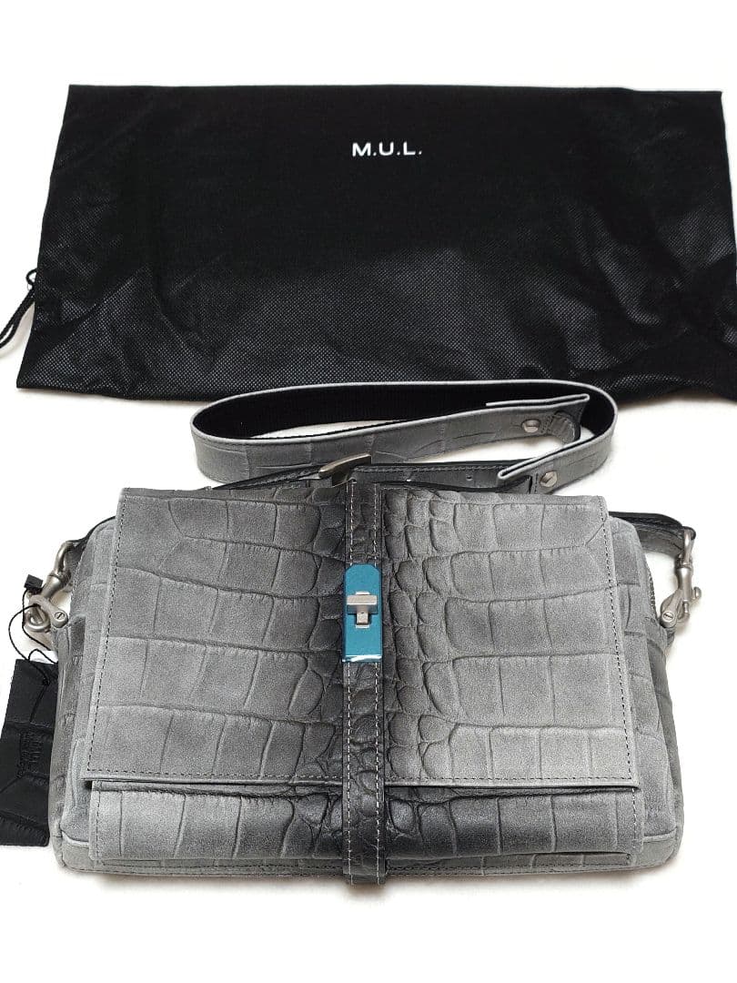 M.U.L.エムユーエル　ホワイトヌバッククロコダイル型押しショルダー