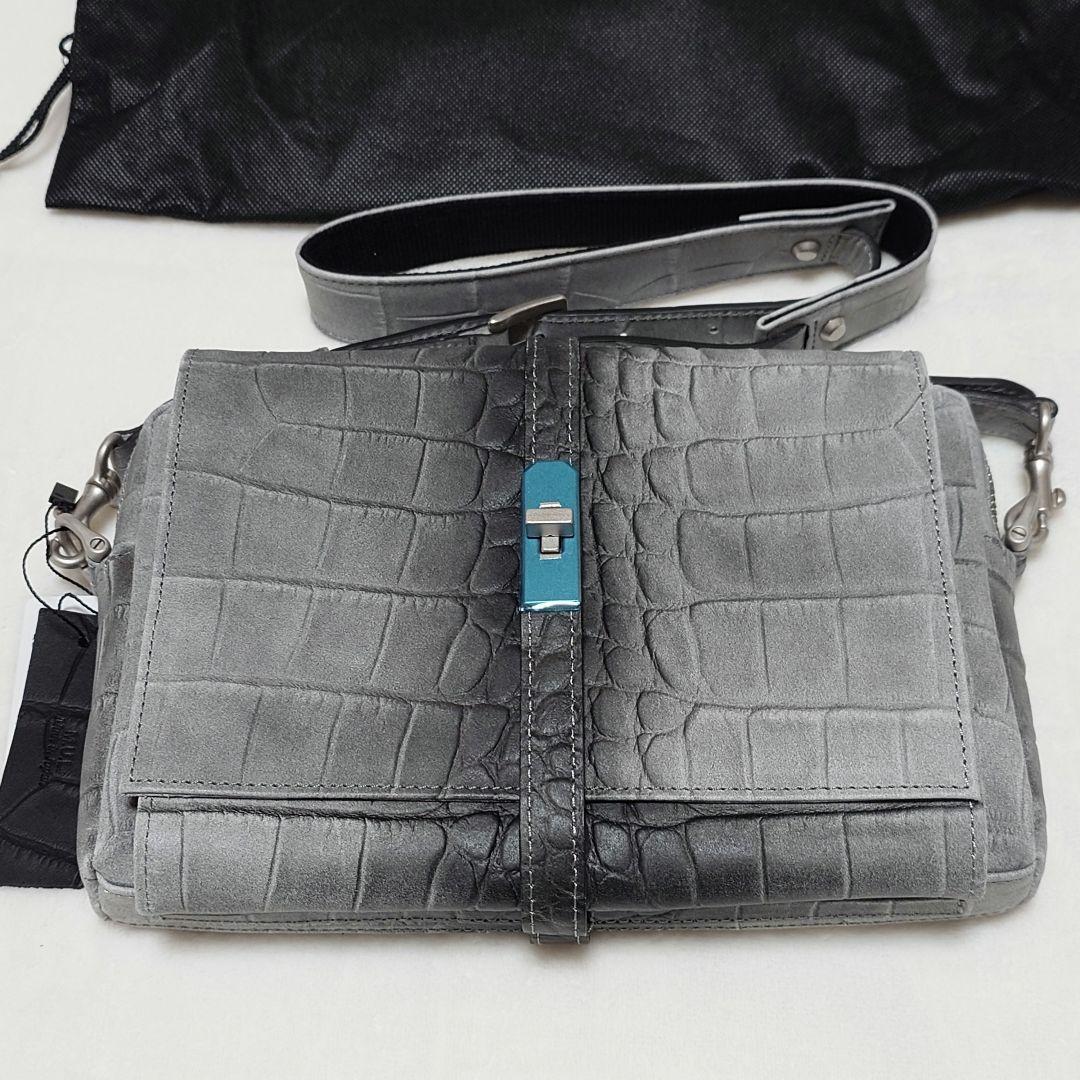 M.U.L.エムユーエル　ホワイトヌバッククロコダイル型押しショルダー