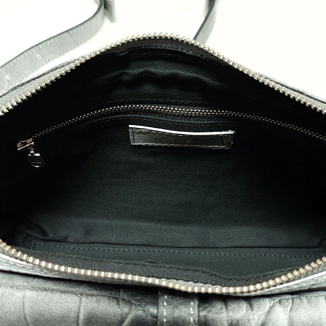 M.U.L.エムユーエル　ホワイトヌバッククロコダイル型押しショルダー