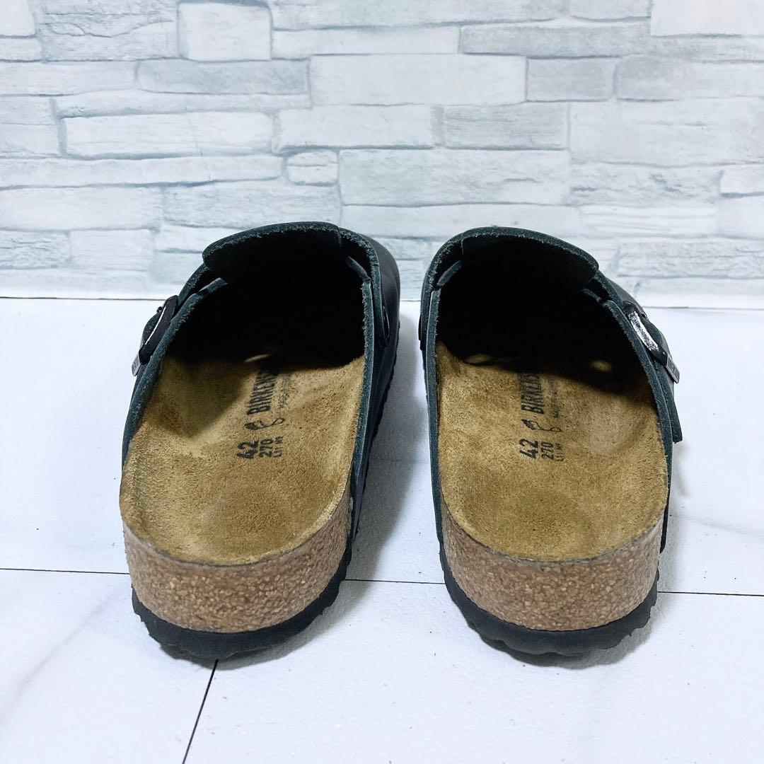 美品 ビルケンシュトック ボストン 本革 サボサンダル ブラック 黒 27 42