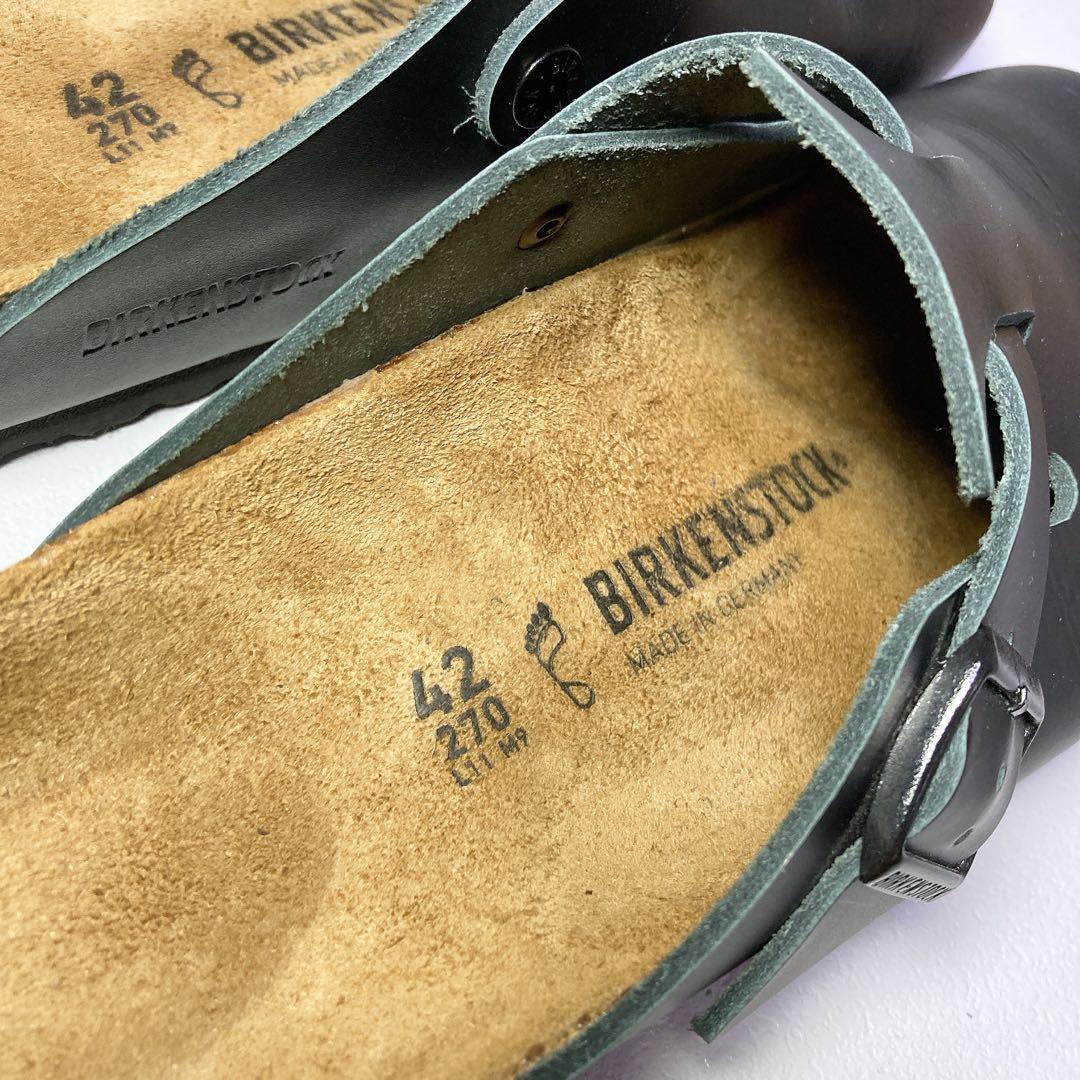 美品 ビルケンシュトック ボストン 本革 サボサンダル ブラック 黒 27 42