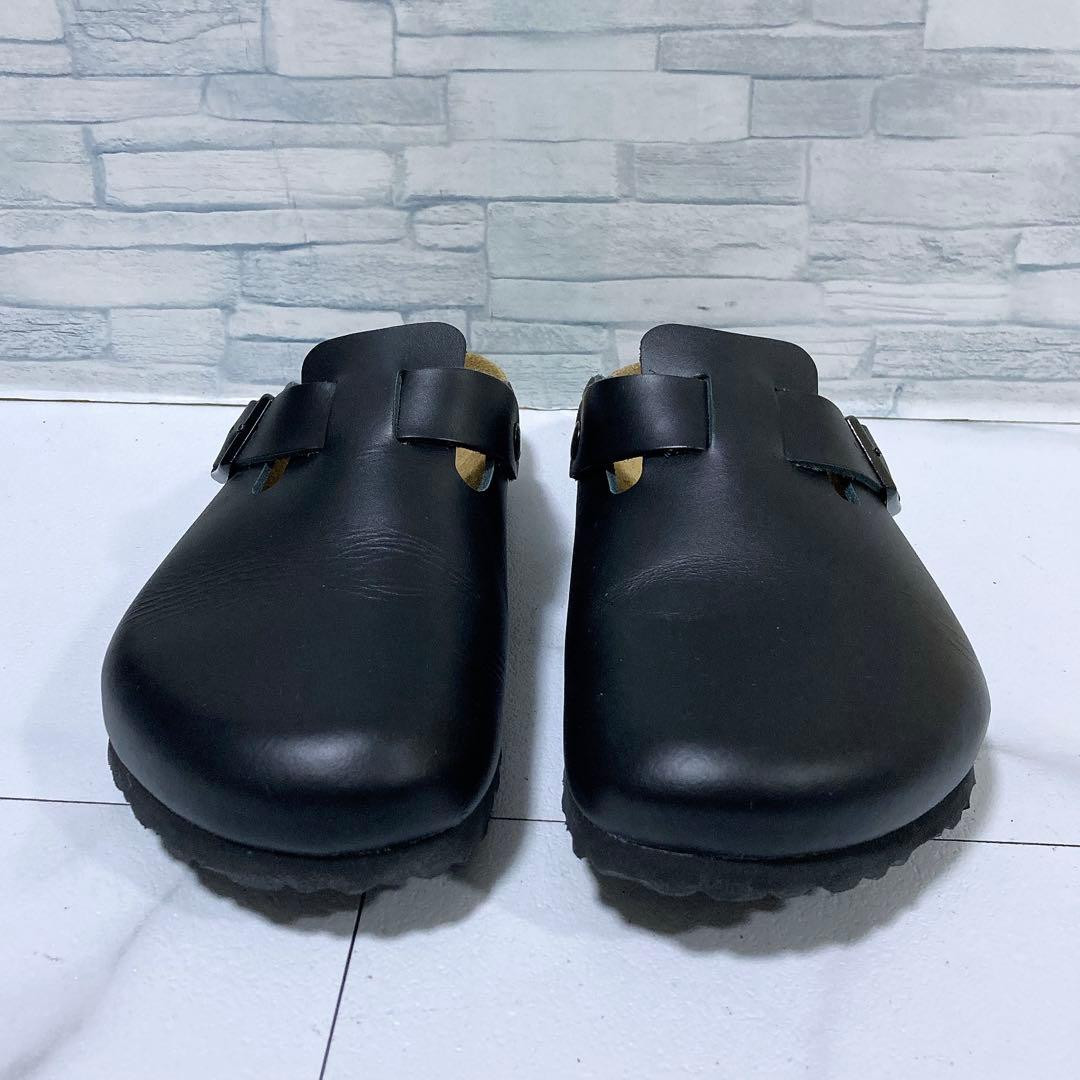 美品 ビルケンシュトック ボストン 本革 サボサンダル ブラック 黒 27 42