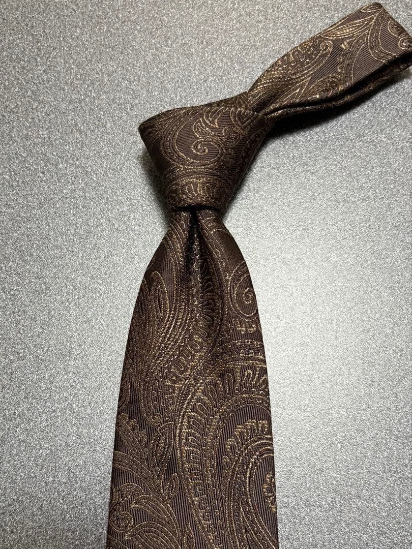 ★ ハマのGM★SHIPS ペイズリー　ネクタイ　ブラウン