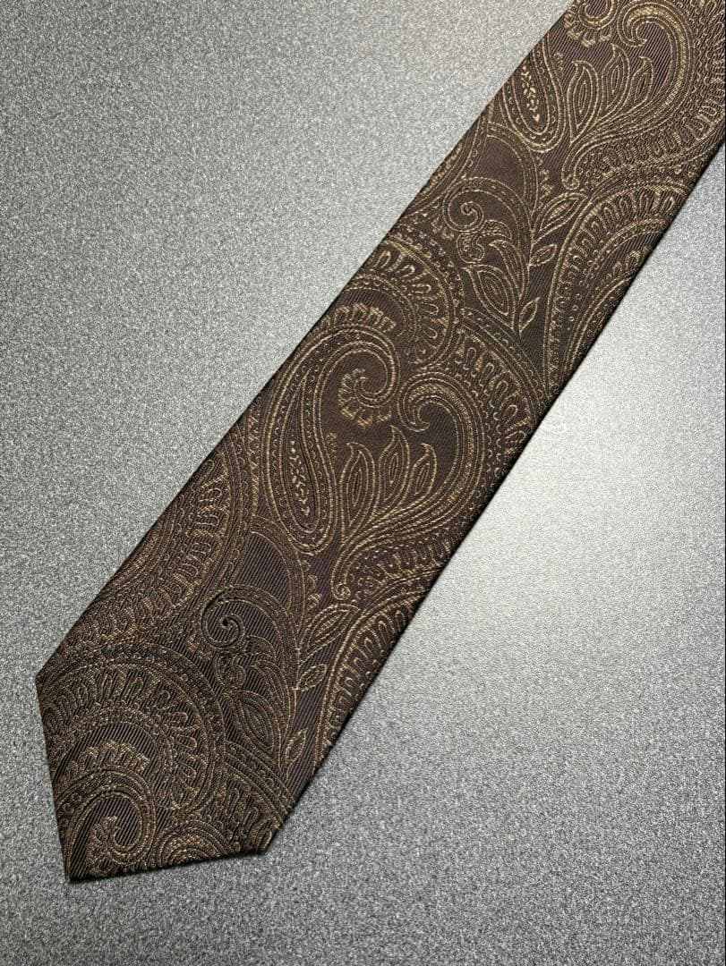 ★ ハマのGM★SHIPS ペイズリー　ネクタイ　ブラウン
