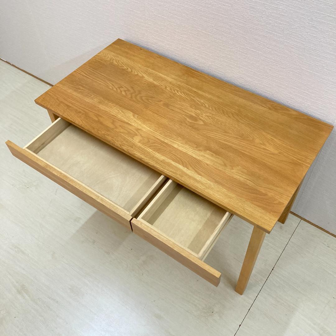 【無印良品】オーク材　無垢デスク　テーブル　机　収納付き　天然木
