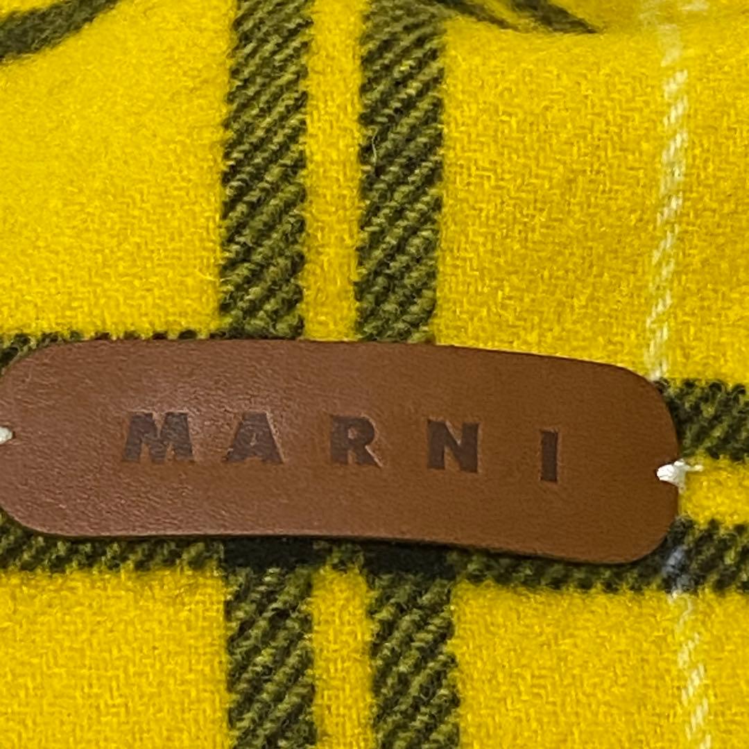 【美品】MARNI チェック柄イエローマフラー UNI ウール イタリア製