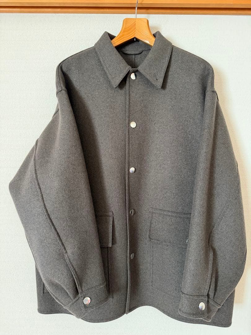 〈H〉ウールミックスメルトンカバーオールジャケット DK.GRAY/S