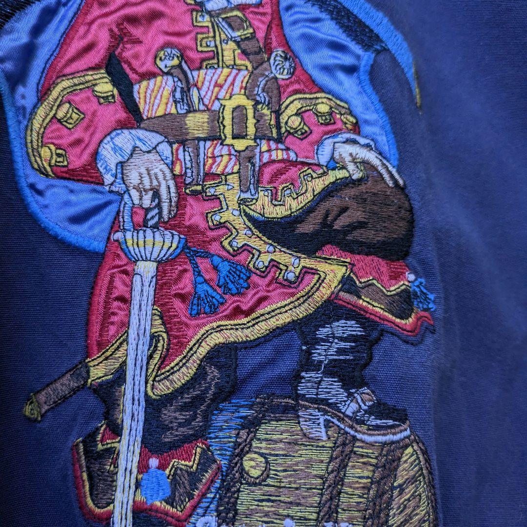 USA　90s　キャプテンモルガン　海賊　カリブ海　スタジャン　極上　刺繍　青