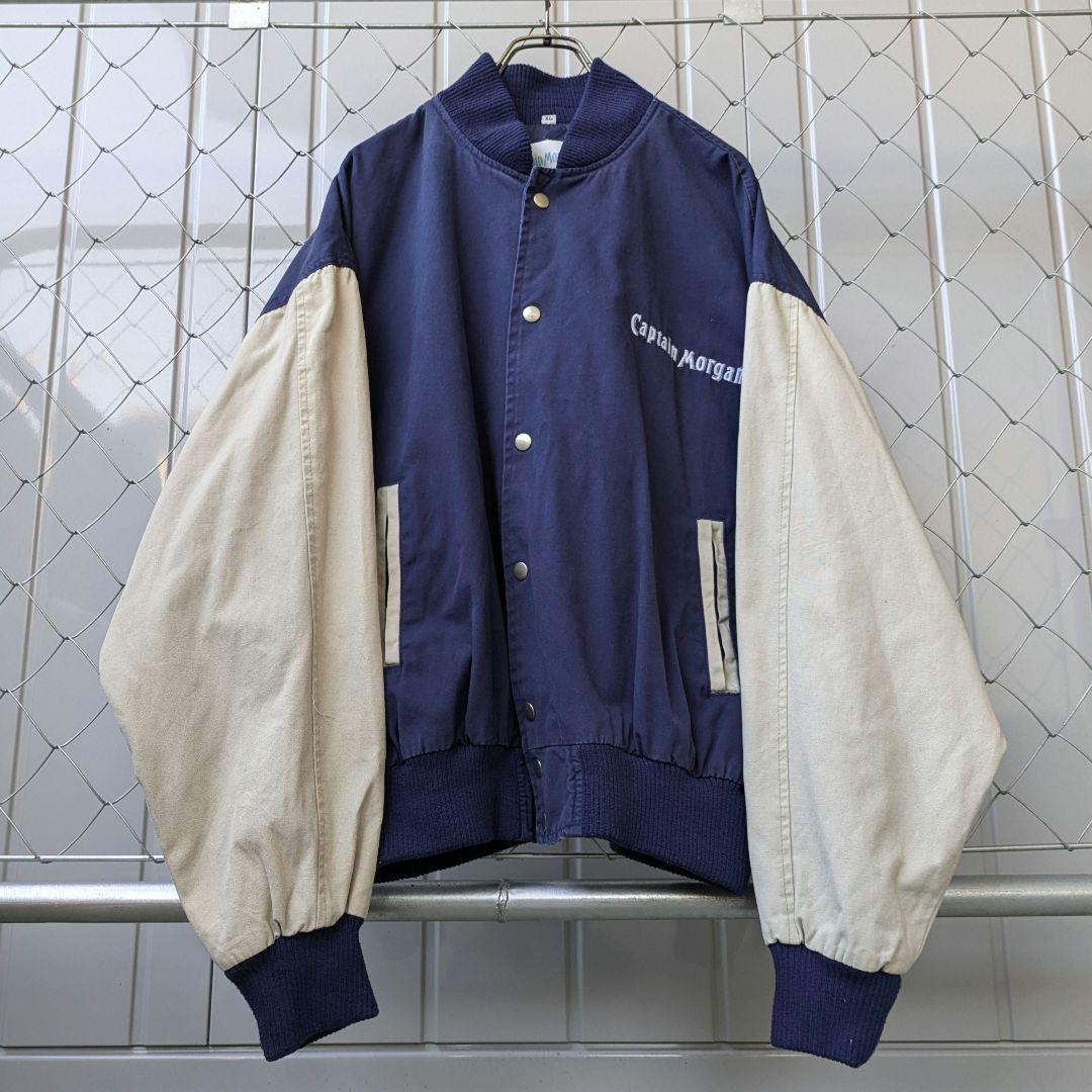 USA　90s　キャプテンモルガン　海賊　カリブ海　スタジャン　極上　刺繍　青