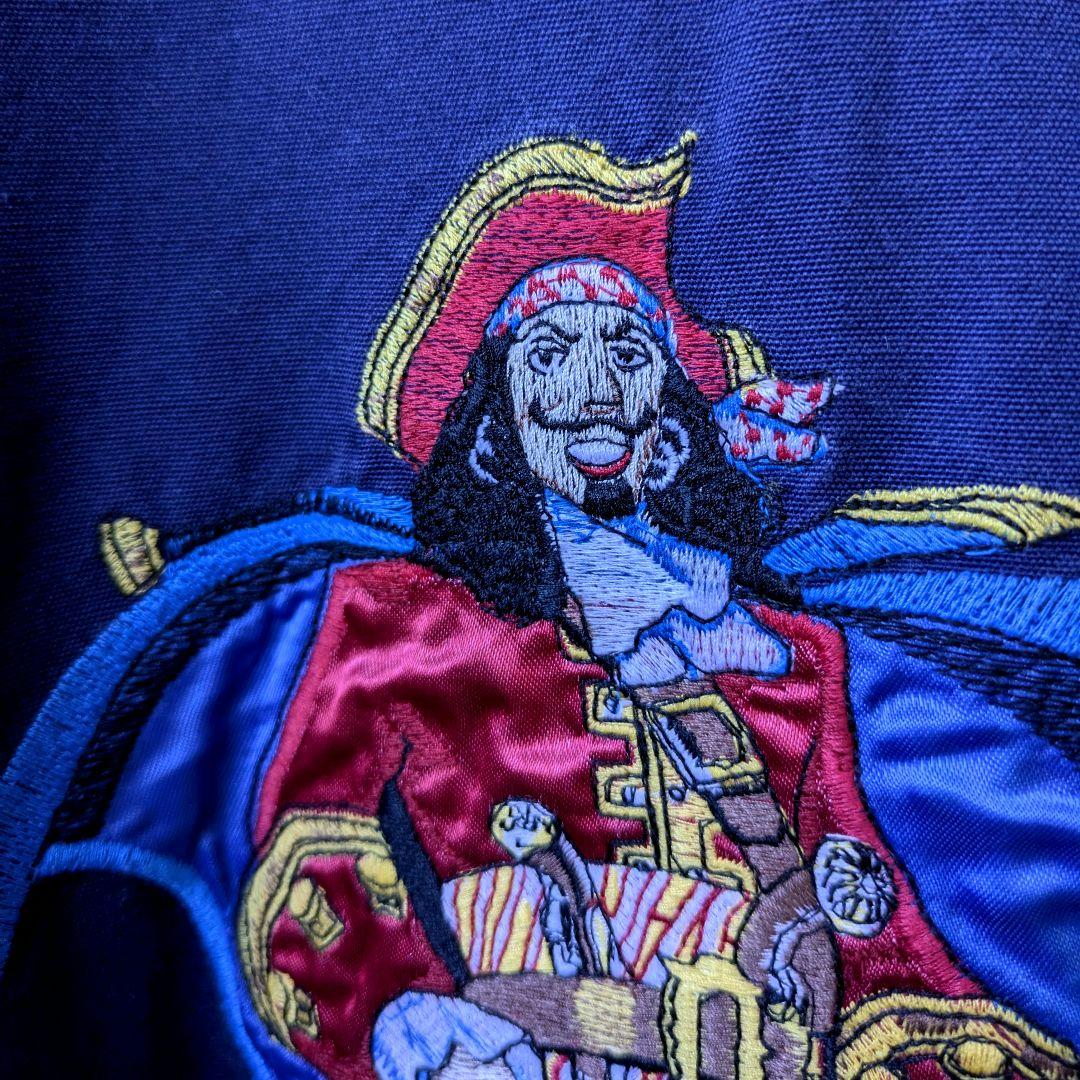 USA　90s　キャプテンモルガン　海賊　カリブ海　スタジャン　極上　刺繍　青