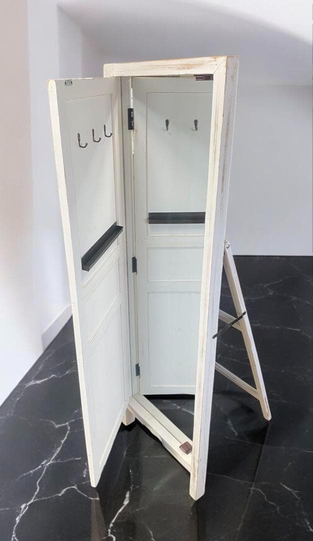 アンティーク調カントリー調★扉付きスタンドミラー　姿見　135cm　存在感抜群！