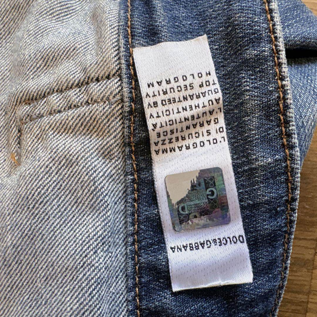 国内正規品　D&G ヴィンテージ刺繍ロゴデニムジャケットSホログラム有