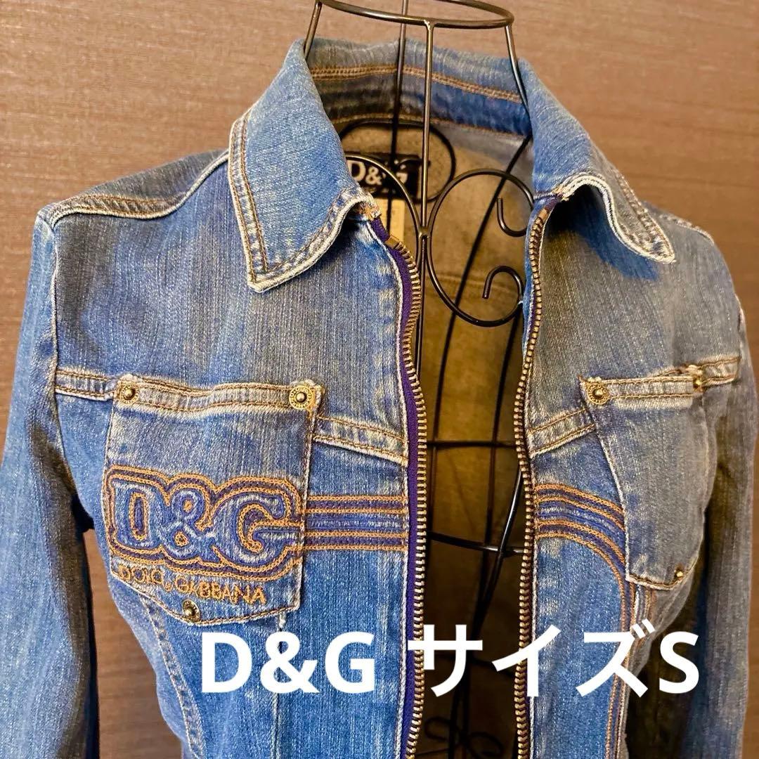 国内正規品　D&G ヴィンテージ刺繍ロゴデニムジャケットSホログラム有