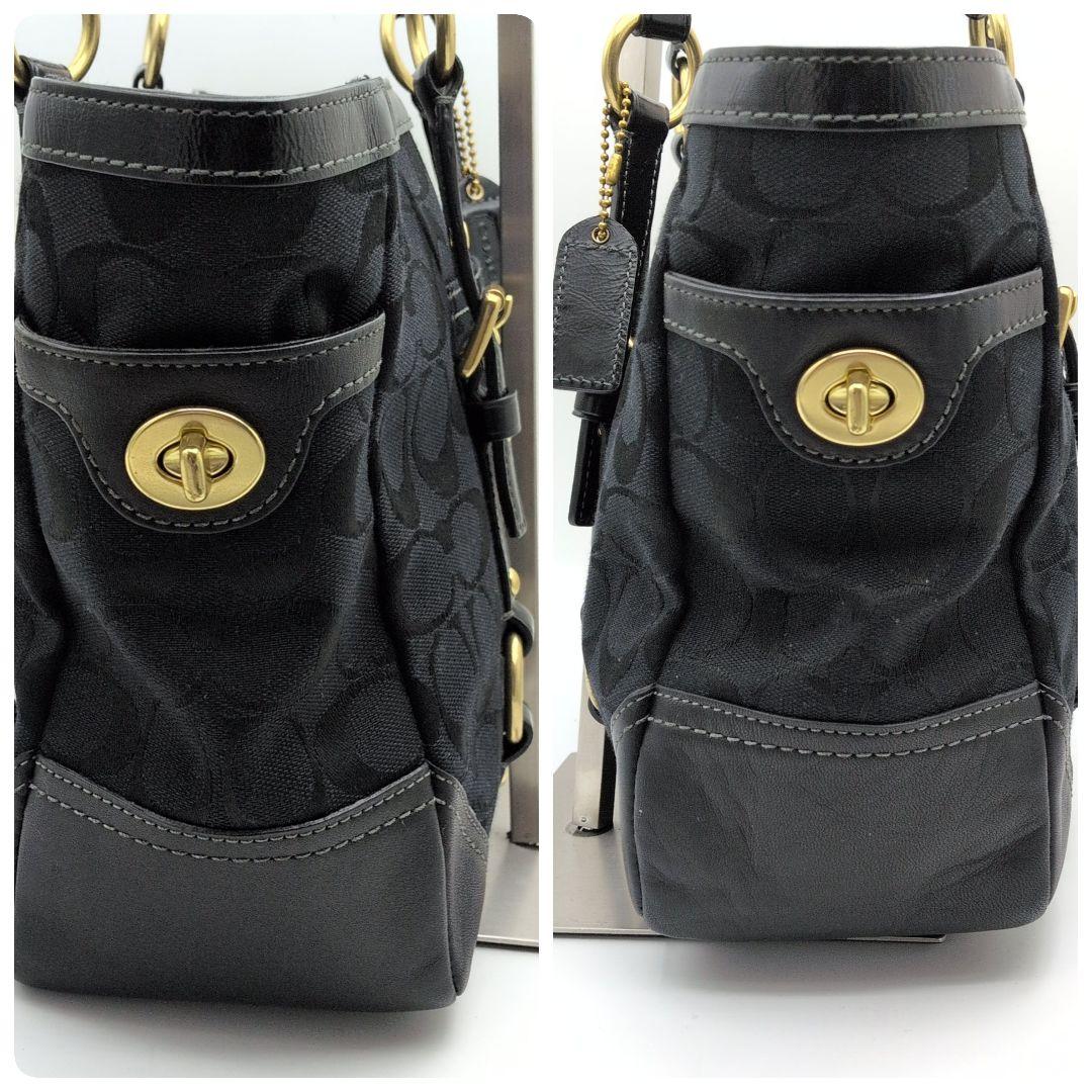 【極美品】COACH トートバッグ シグネチャー ターンロックy2k ブラック