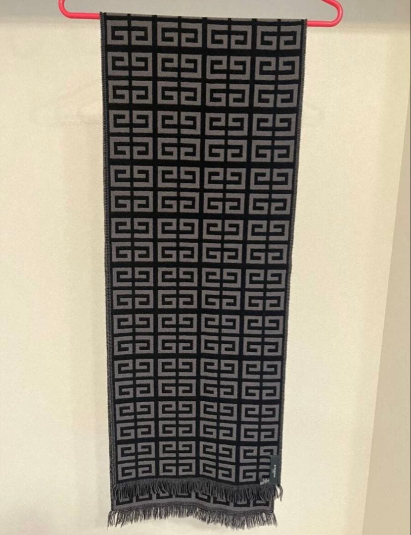 GIVENCHY ストール マフラー 黒 グレー 4G モノグラム