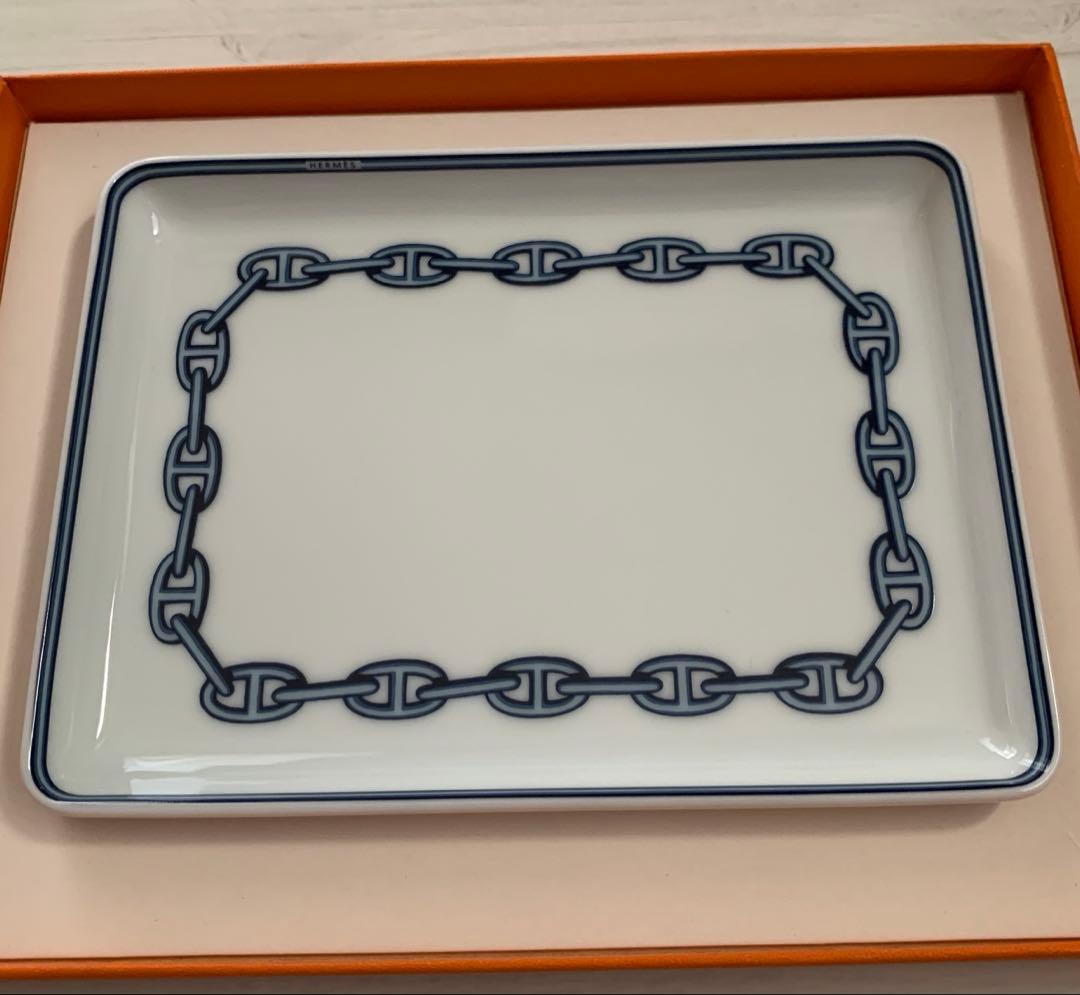 未使用　HERMES エルメス シェーヌダンクルスクエアプレート皿