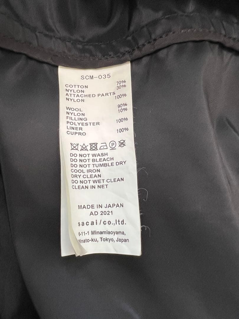 sacai ドッキングミリタリーコート SCM-035 サイズ2