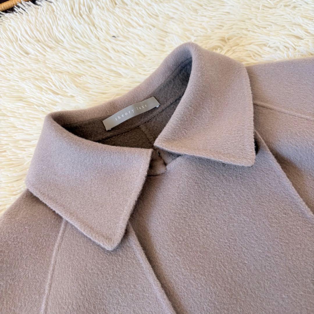セオリーリュクス　ウールカシミヤロングコート　ダブルフェイス　バイカラー　38