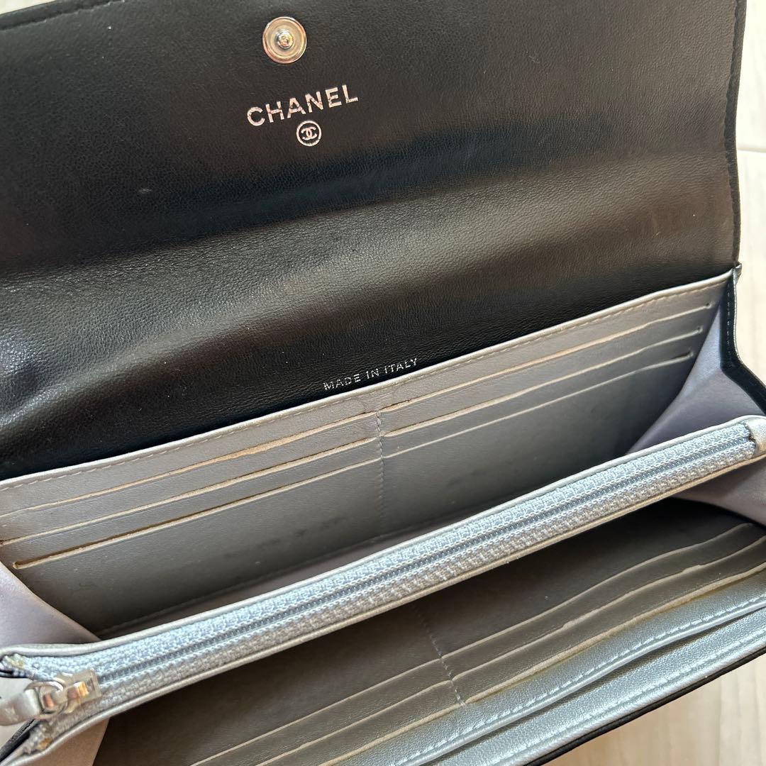 本日のみ最終値下げ！！CHANEL ブラック 長財布 フラワーエンボス