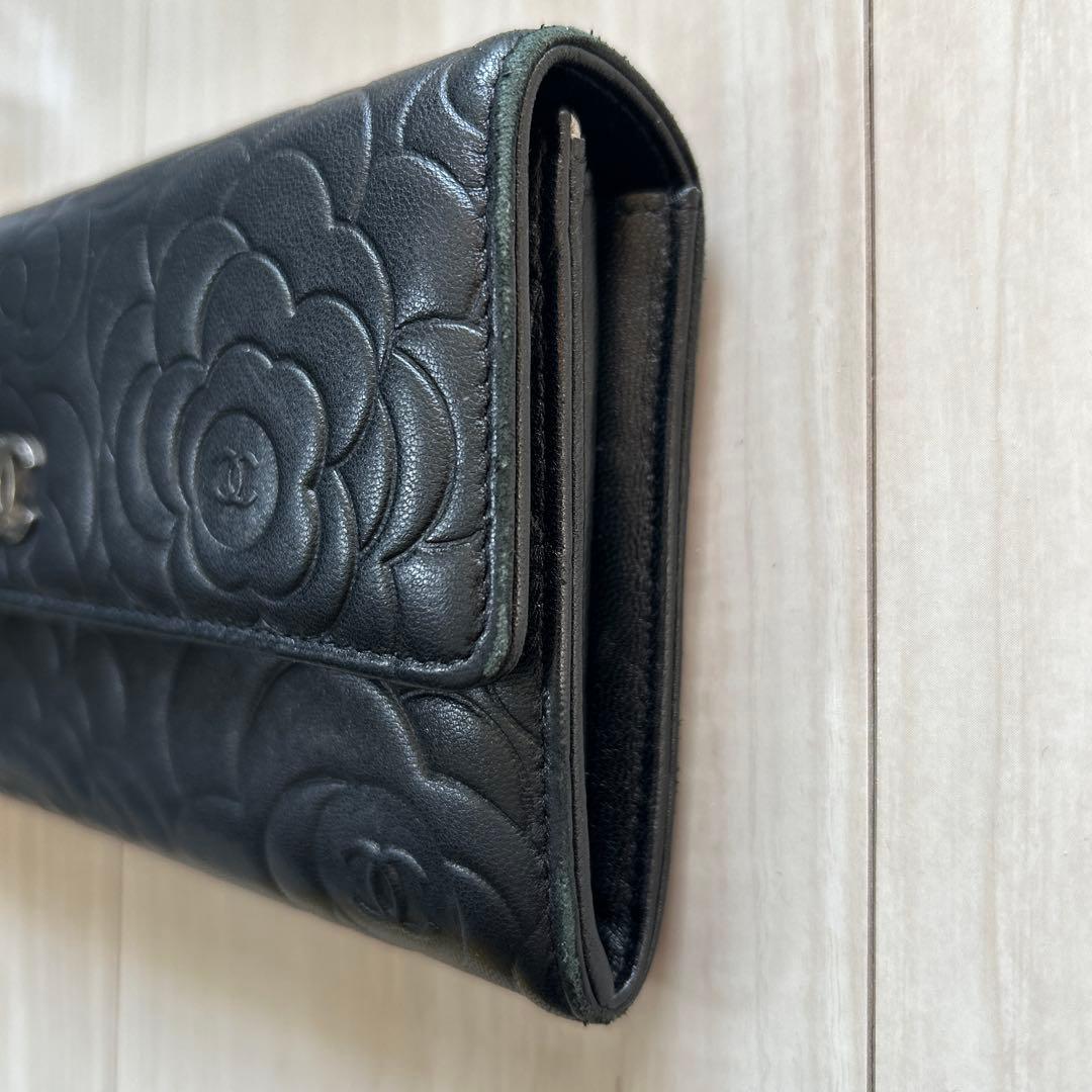 本日のみ最終値下げ！！CHANEL ブラック 長財布 フラワーエンボス
