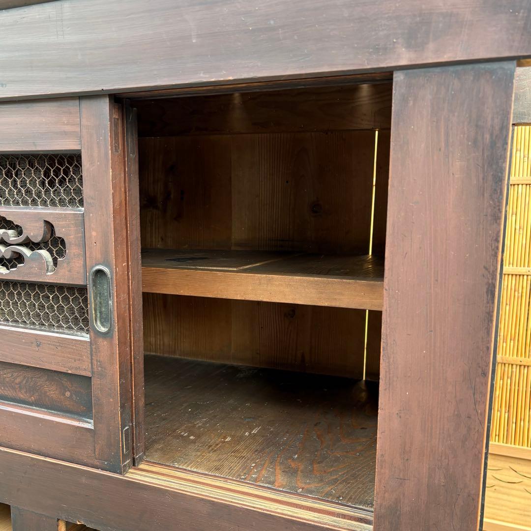 送料無料 明治時代 近江水屋箪笥 一間膳棚 近江箪笥 二段重ね 時代家具 和家具