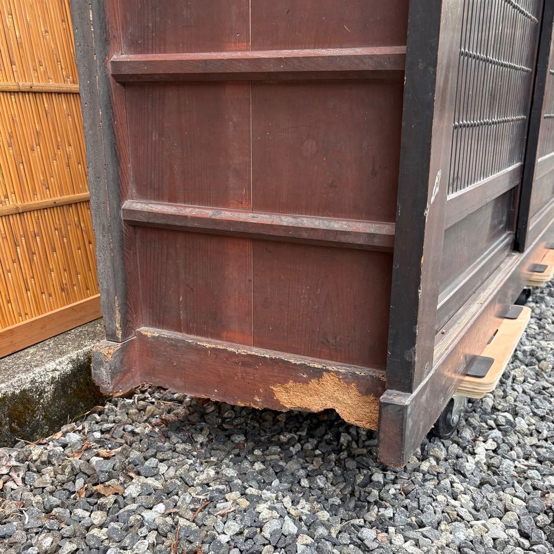 送料無料 明治時代 近江水屋箪笥 一間膳棚 近江箪笥 二段重ね 時代家具 和家具