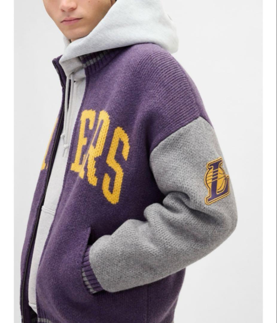 【希少】新品ꕥカシミヤタッチNBAロサンゼルスレイカーズロゴジップアップセーター