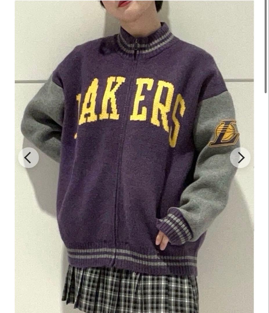 【希少】新品ꕥカシミヤタッチNBAロサンゼルスレイカーズロゴジップアップセーター