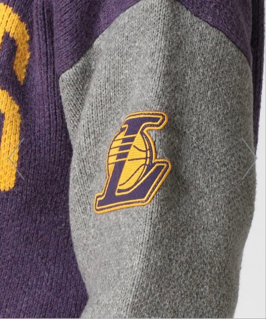 【希少】新品ꕥカシミヤタッチNBAロサンゼルスレイカーズロゴジップアップセーター