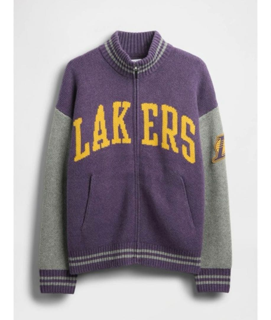 【希少】新品ꕥカシミヤタッチNBAロサンゼルスレイカーズロゴジップアップセーター