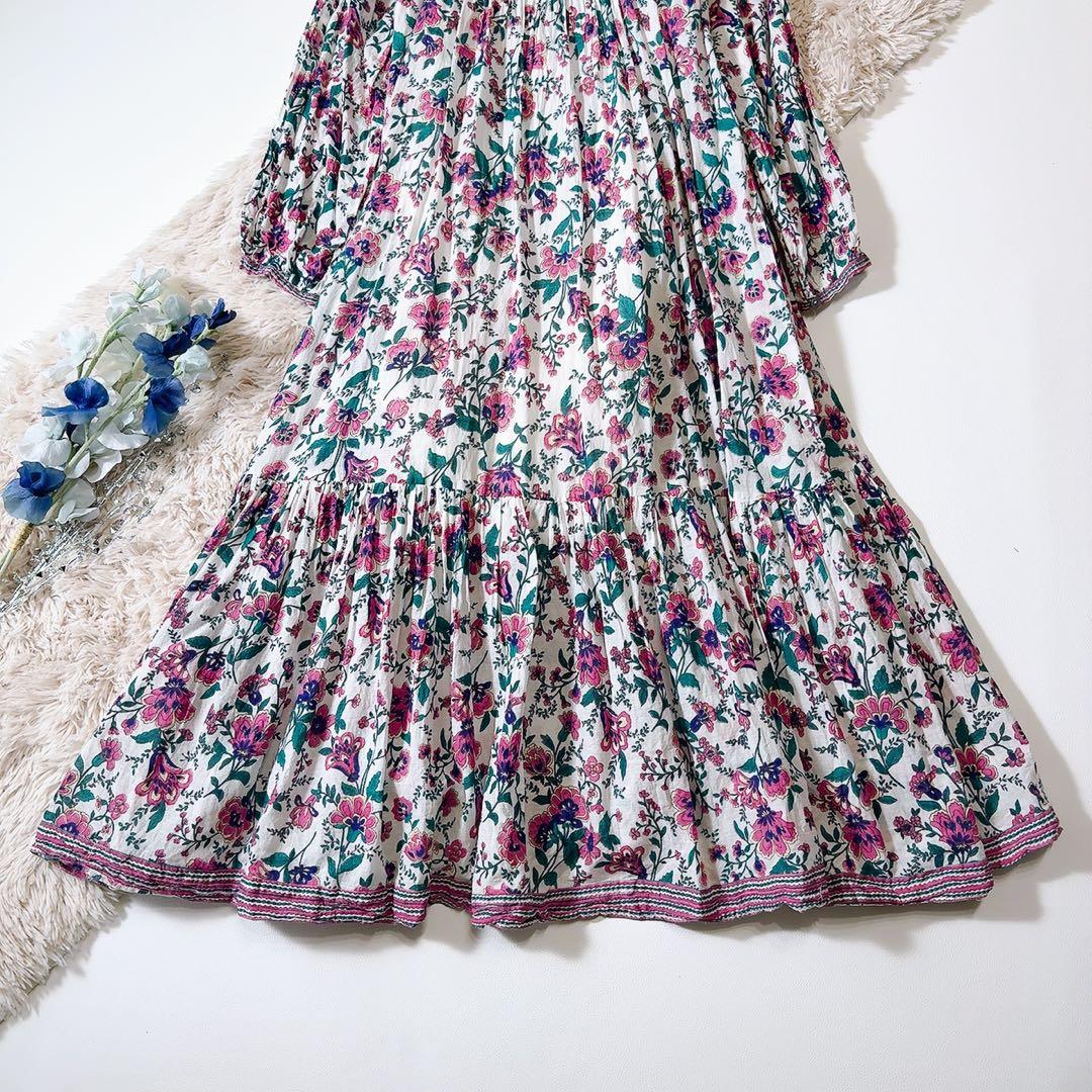 極美品ꕥザシンゾーン 近年 ホーリードレス フラワープリント フリル マキシ丈