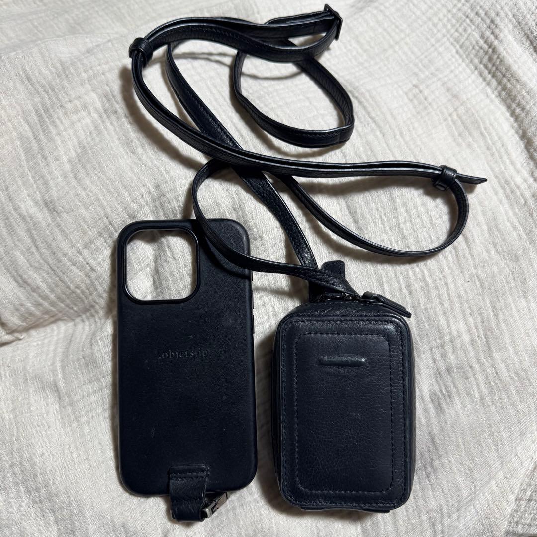 【期間限定値引】objets.io ブラック スマホケース ショルダーストラップ