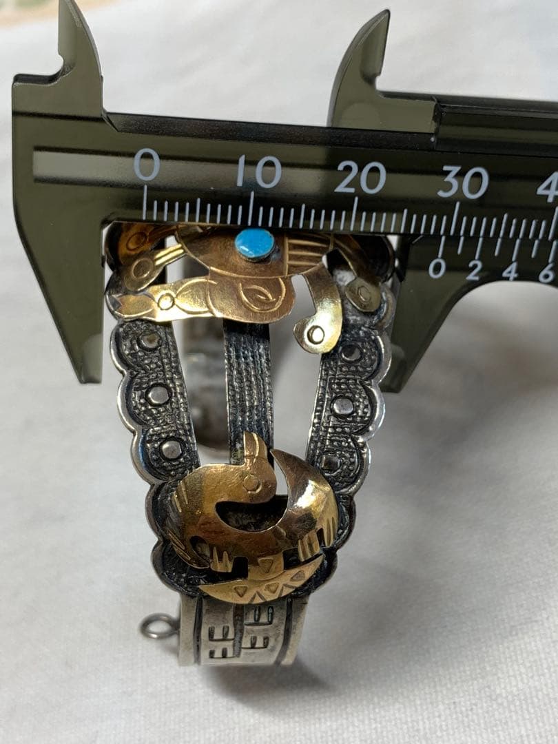 シルバーとゴールド ターコイズ バングル　925刻印18K刻印　ビンテージ